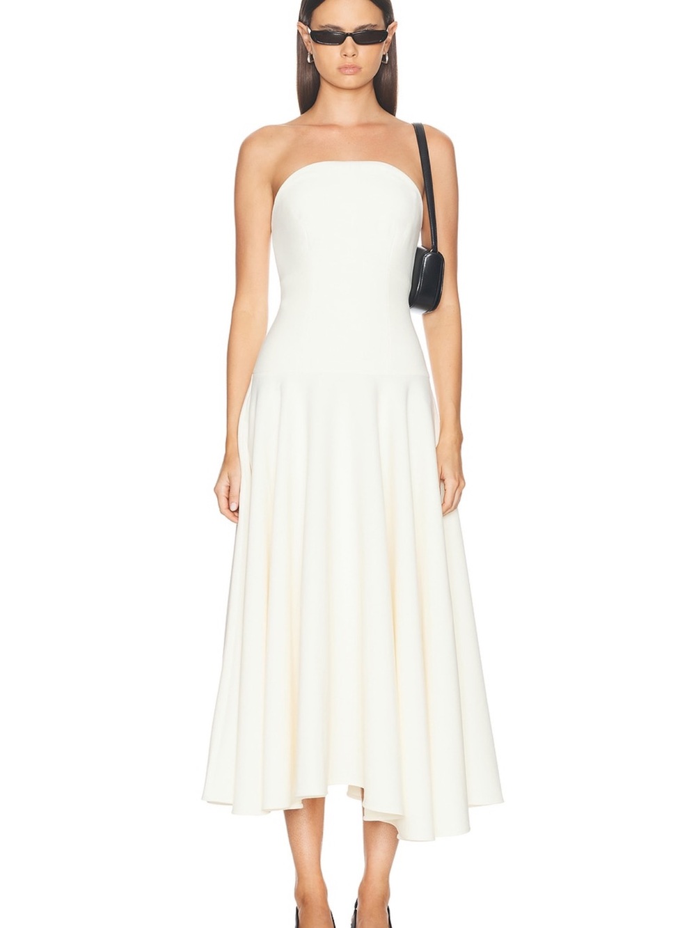 Roland Mouret Strapless Crepe Midi Dress in Cream UK12/US 8